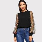 Shein Embroidered Flower Sheer Mesh Top