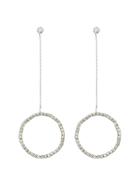 Shein Silver Color Elegant Rhinestone Circle Shape Pendant Earrings