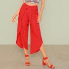 Shein Knot Waist Overlap Slit Pants