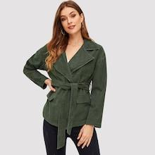 Shein Waterfall Collar Corduroy Coat