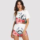 Shein Floral Crop Top & Shorts Co-ord