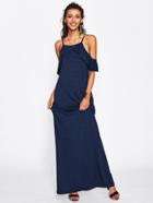 Shein Overlap Flounce Cold Shoulder Dress