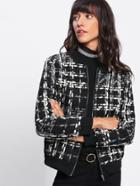 Shein Tartan Plaid Ribbed Knit Trim Jacket