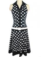 Rosewe Chic Polka Dot Print Sleeveless Dress With Turndown Collar