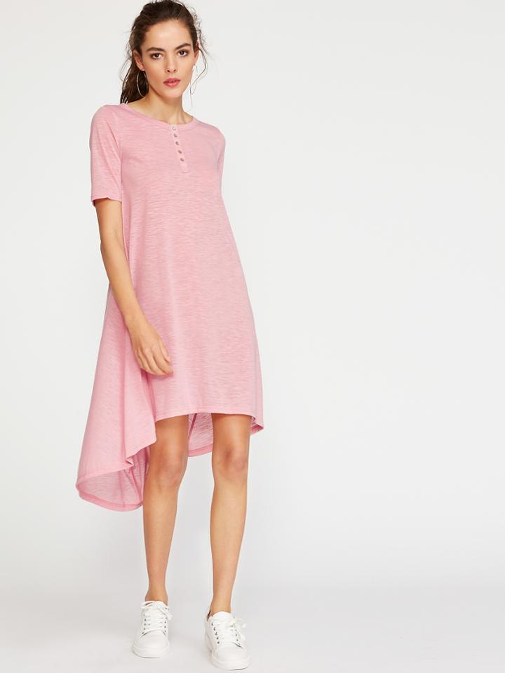 Shein Button Front High Low Tee Dress