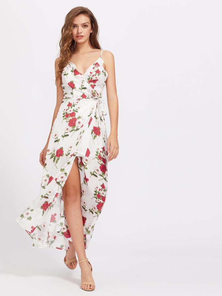 Shein Cami Straps Ruffle Trim Maxi Dress