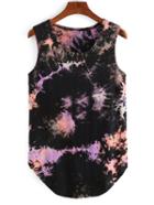Shein Tie Dye Print Curved Hem Tank Top