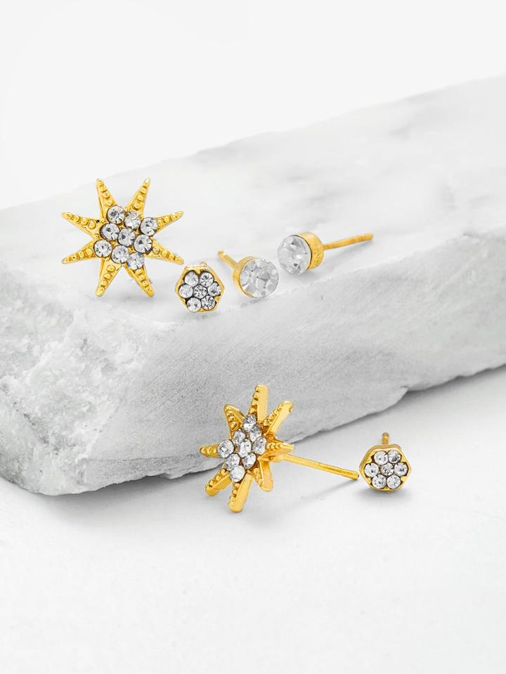 Shein Rhinestone Star Anise Design Stud Earring Set