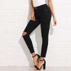Shein Knee Rips Skinny Denim Jeans