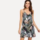 Shein Tropical Print V-neck Cami Dress