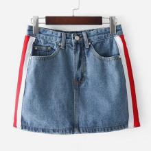 Shein Striped Tape Side Denim Skirt