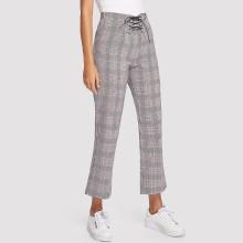 Shein Lace Up Front Plaid Pants