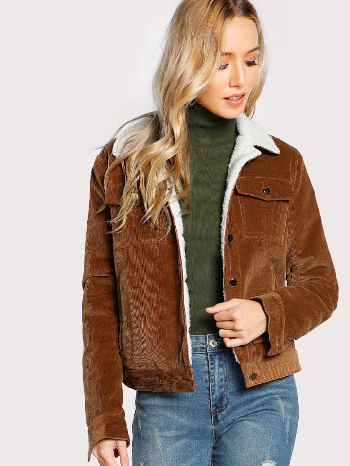 Shein Contrast Fleece Lined Jacket