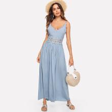 Shein Lace Panel Hollow Out Cami Dress