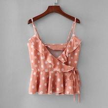 Shein Ruffle Trim Spot Wrap Cami Top