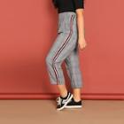 Shein Plus Contrast Sideseam Plaid Pants