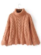 Shein Scalloped Trim Turtleneck Crochet Knitwear