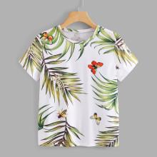 Shein Jungle Leaf Print T-shirt