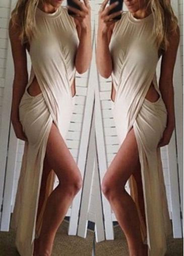 Rosewe Hollow Out Sleeveless High Slit Maxi Dress