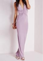 Rosewe Light Purple Sleeveless V Neck Maxi Dress