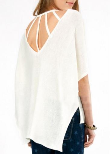 Rosewe Comfortable Round Neck Half Sleeve Knitting Wool Sweater