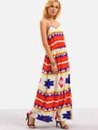 Shein Multicolor Spaghetti Stape Print Maxi Dress