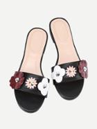 Shein Flower And Studded Embellished Flat Sliders