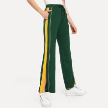 Shein Contrast Tape Slit Side Pants