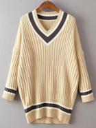 Shein Dropped Shoulder Seam Ribbed Striped Sweater Dress