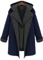 Rosewe Chic Long Sleeve Color Block Coat With Hooded Collar