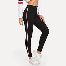 Shein Striped Tape Side Drawstring Leggings