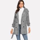 Shein Tartan Plaid Tie Waist Coat