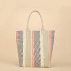 Shein Block Striped Woven Tote Bag