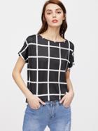 Shein Black Grid Short Sleeve T-shirt