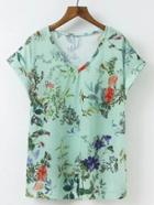 Shein V-neckline Floral T-shirt