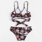 Shein Cutout Wrap Floral Bikini Set