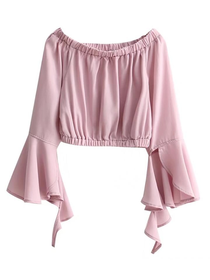 Shein Boat Neckline Ruffle Sleeve Top