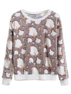 Shein Khaki Cloud Detail Plush Sweatshirt