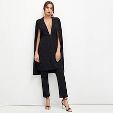 Shein Plunging Neck Cloak Sleeve Longline Top And Pants Set