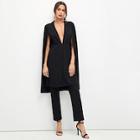 Shein Plunging Neck Cloak Sleeve Longline Top And Pants Set