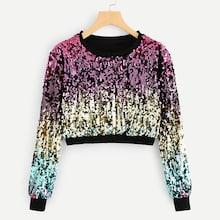 Shein Crop Sequin Sweatshirt