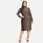 Shein Plus Mock-neck Leopard Print Dress