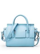 Shein Embossed Faux Leather Trapeze Bag - Light Blue