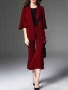 Shein Red Bell Sleeve Top With Pants