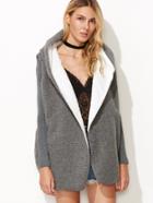 Shein Contrast Ribbed Sleeve Sherpa Coat