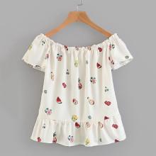 Shein Fruit Print Pep Hem Top