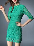 Shein Green Crochet Hollow Out Sheath Dress