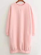Shein Pink Crew Neck Split Loose Sweatshirt Dress
