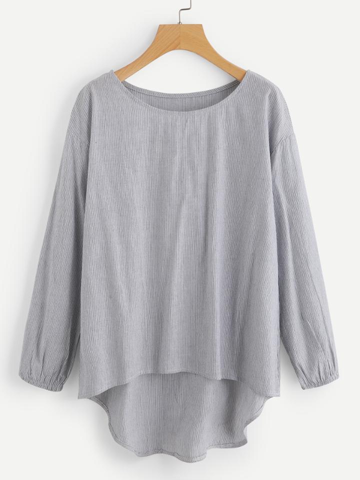 Shein Striped High Low Curved Hem Top