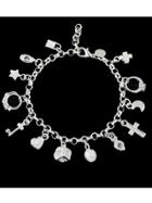Shein New Silver Color Rhinestone Heart Key Charms Bracelet
